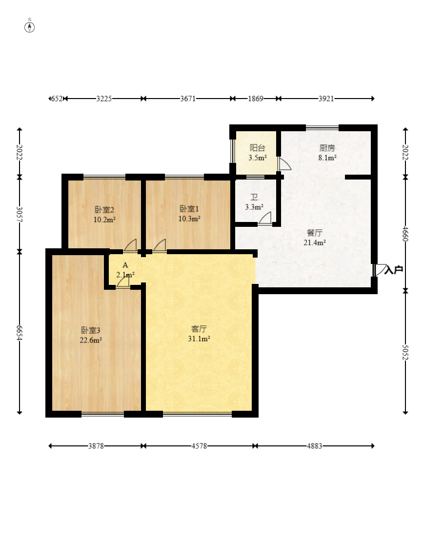 水墨林溪  3室2厅2卫   166.00万室内图1