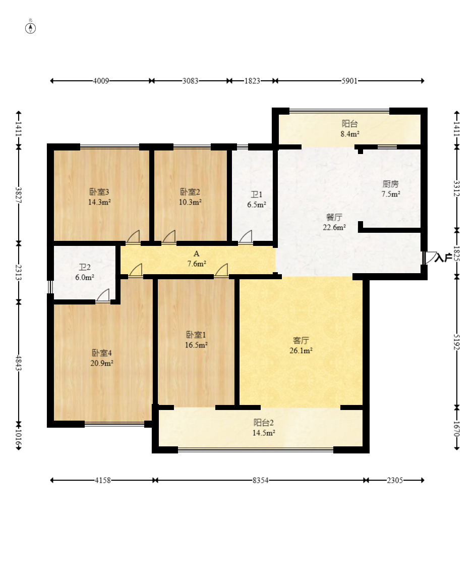 兴铁湘府和园 4室2厅2卫 202.8万 兴铁湘府和园 4室2厅2卫 202.8万户型图