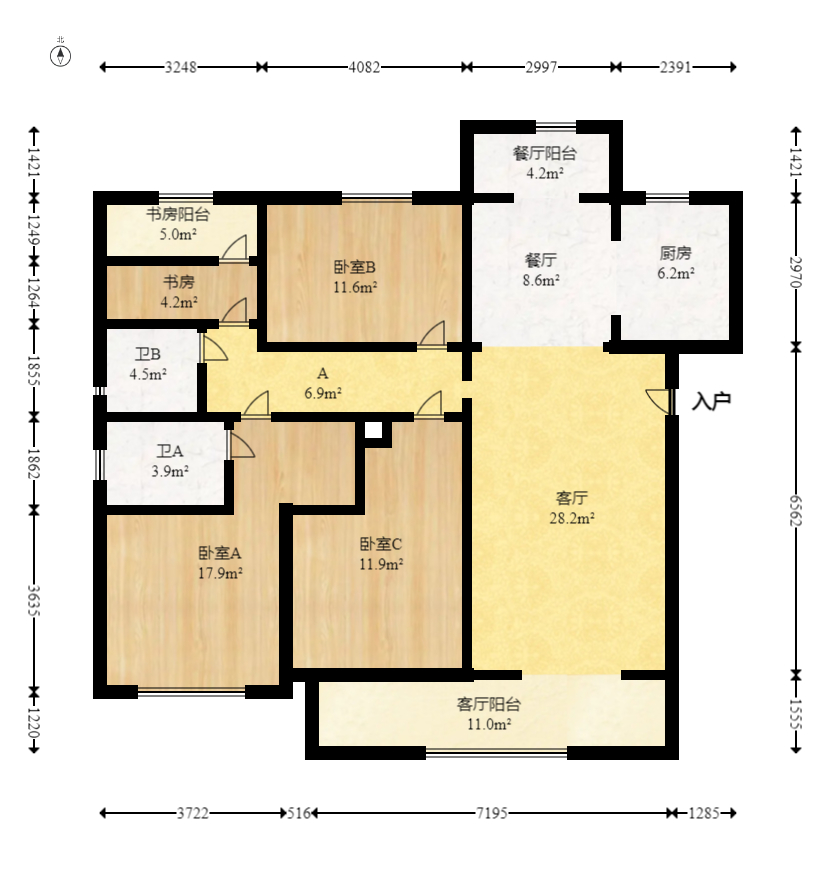 轨道中建麓江府  4室2厅2卫   228.00万室内图1