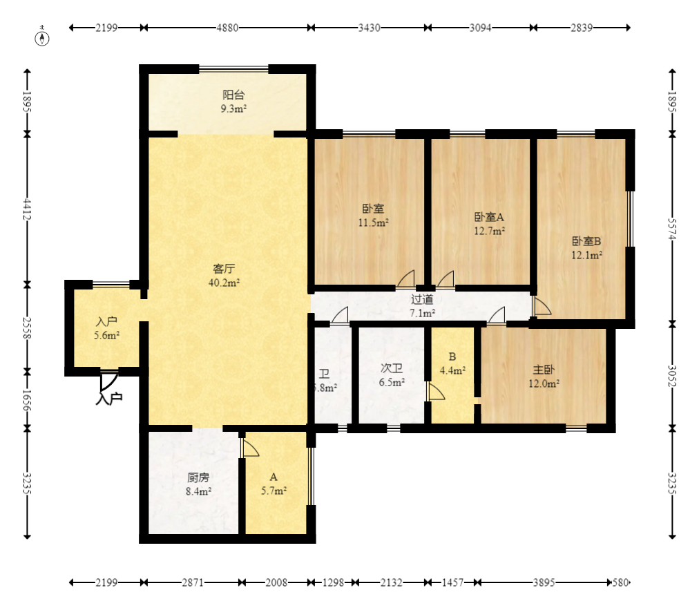 松雅湖金岸 4室2厅2卫 110.0万 松雅湖金岸 4室2厅2卫 110.0万户型图