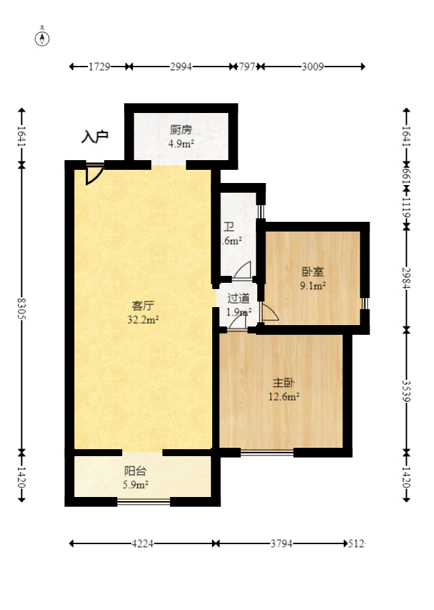 碧桂园威尼斯城 2室2厅1卫 46.8万 碧桂园威尼斯城 2室2厅1卫 46.8万户型图