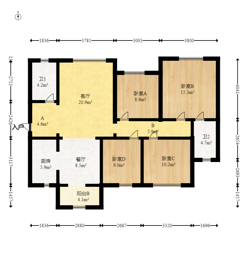 臻园  4室2厅2卫   146.00万室内图1