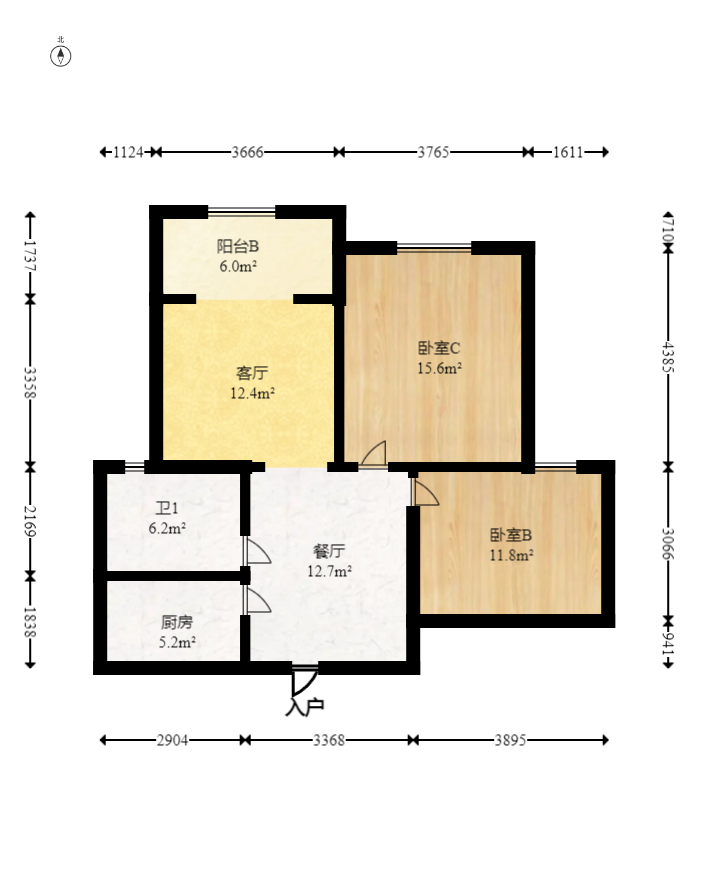 优山美地  2室2厅1卫   66.00万室内图1