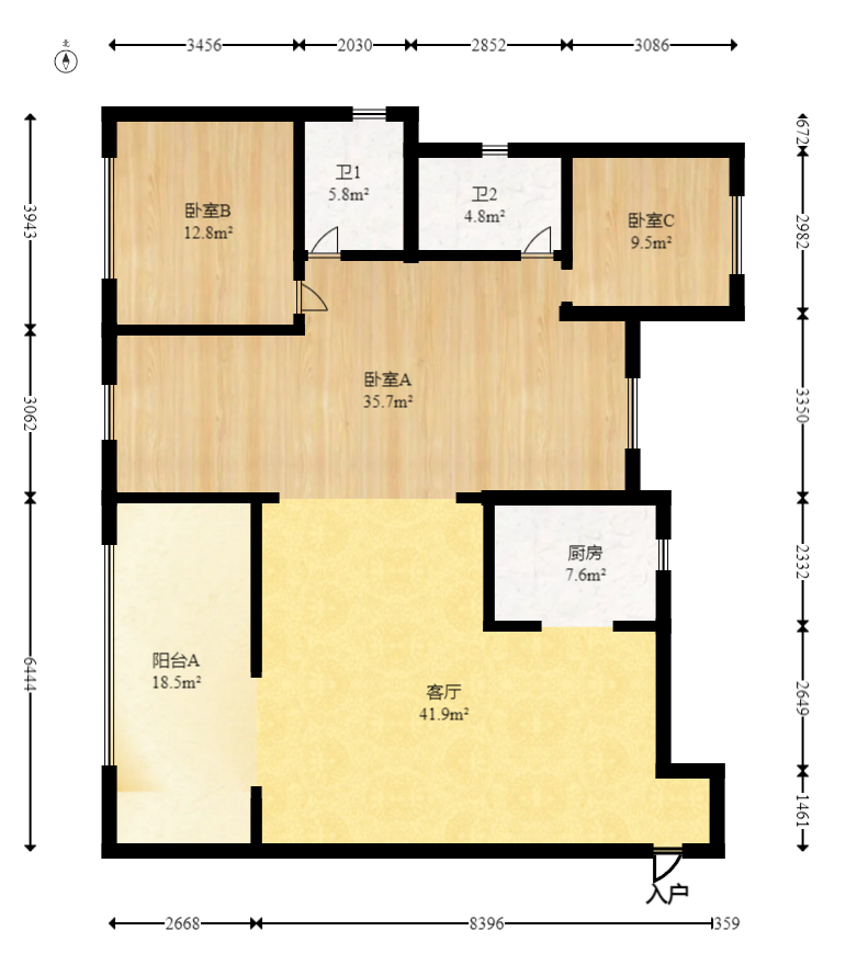 建发玖洲观澜  4室2厅2卫   210.00万室内图1