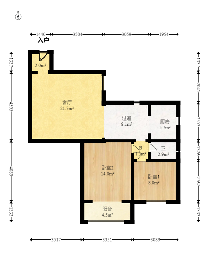 华韵07  2室2厅1卫   56.80万室内图1