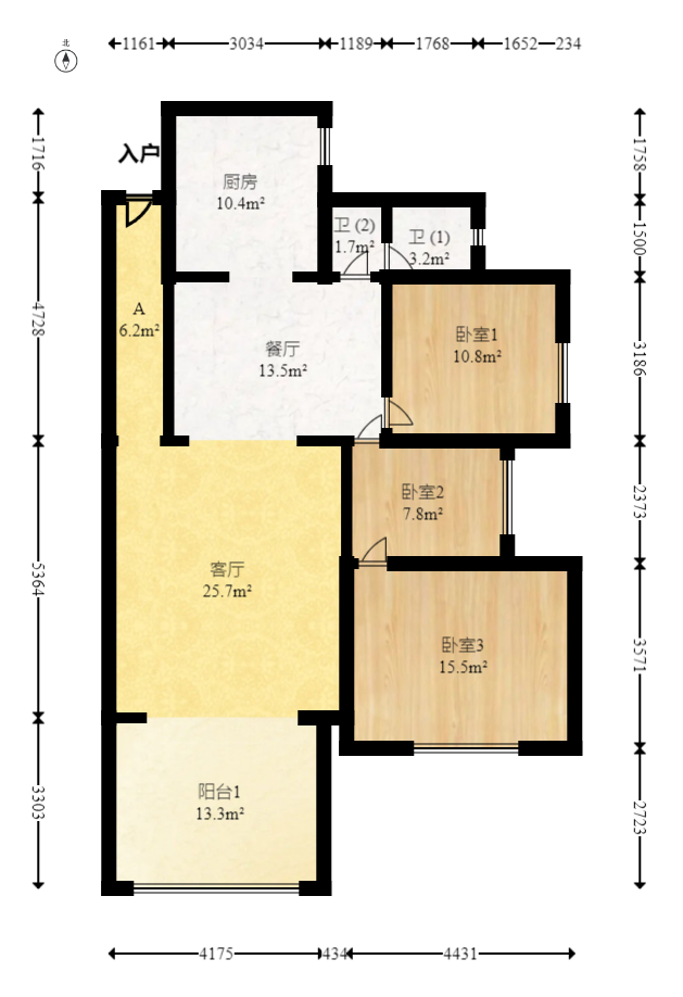 佳润新城(佳润新都) 3室1厅2卫 100.0万 佳润新城(佳润新都) 3室1厅2卫 100.0万户型图