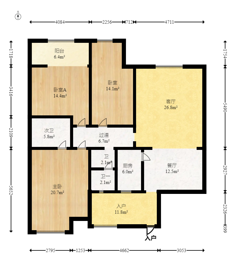 楚天馨苑  3室2厅2卫    80.0万 楚天馨苑  3室2厅2卫    80.0万户型图