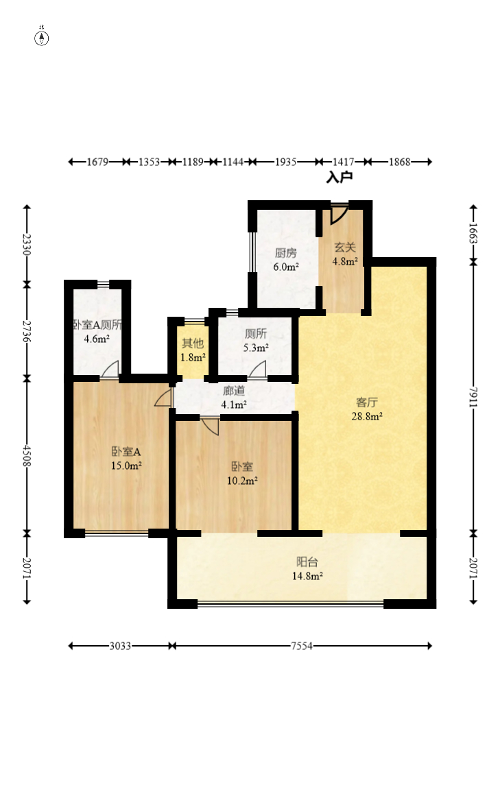 保利长交锦上 3室2厅2卫 118.0万 保利长交锦上 3室2厅2卫 118.0万户型图