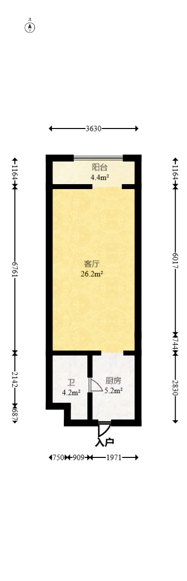 融圣国际  1室1厅1卫   40.80万室内图1