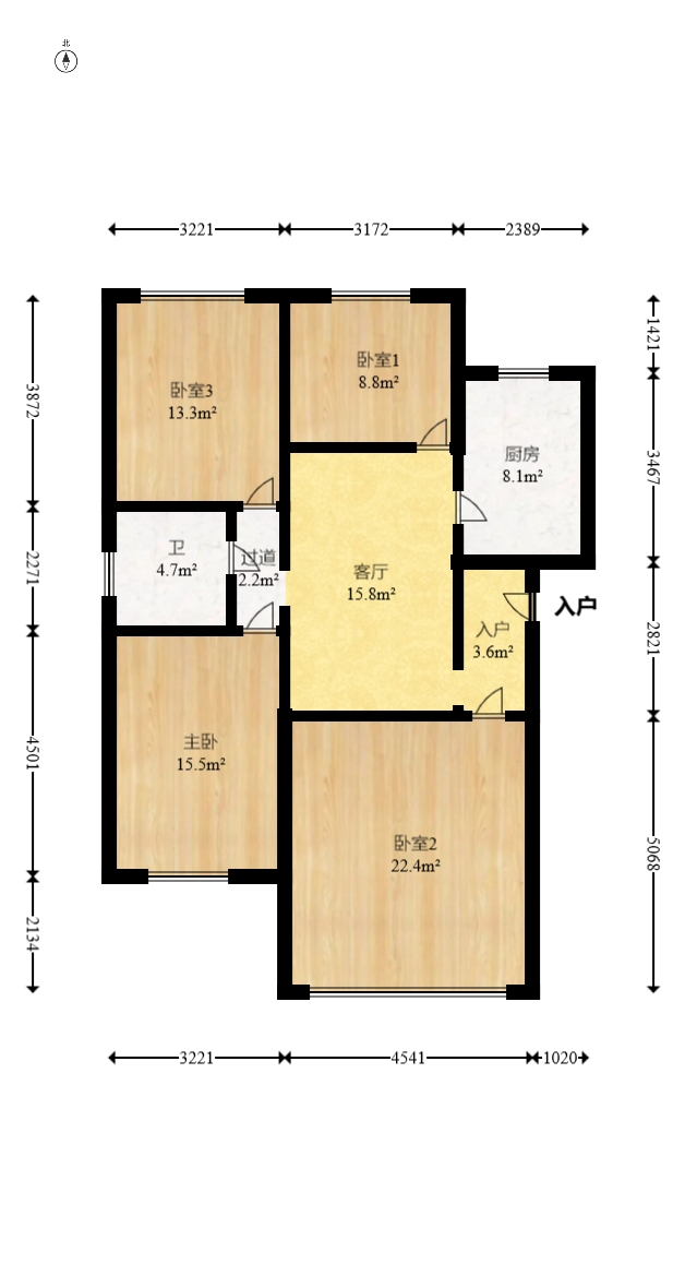 金府嘉苑  3室2厅1卫   105.00万室内图1
