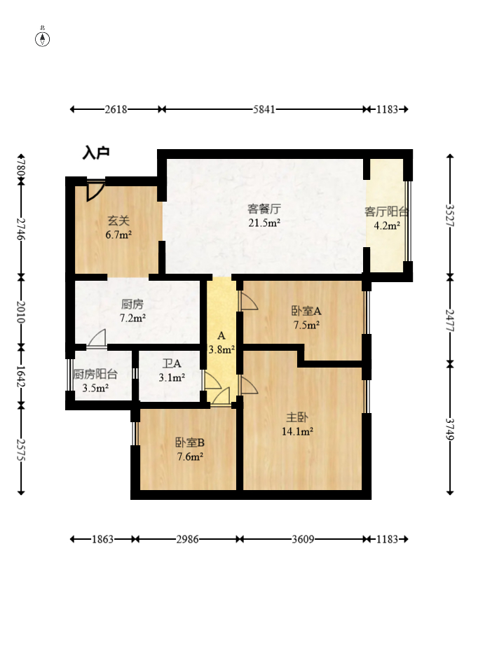 金麓国际 3室2厅1卫 75.0万 金麓国际 3室2厅1卫 75.0万户型图