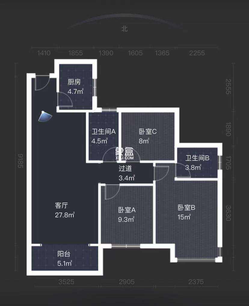 桂花城  3室2厅2卫   55.00万