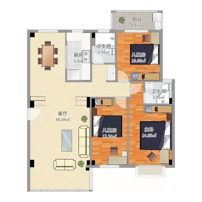 水印康桥  3室2厅2卫    1380.0元/月 水印康桥  3室2厅2卫    1380.0元/月户型图