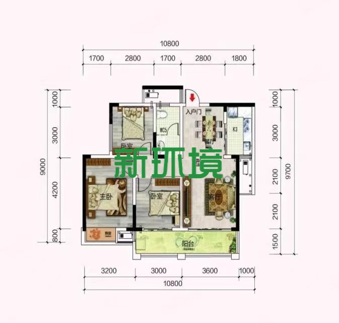 天门壹号  3室2厅1卫   49.80万客厅