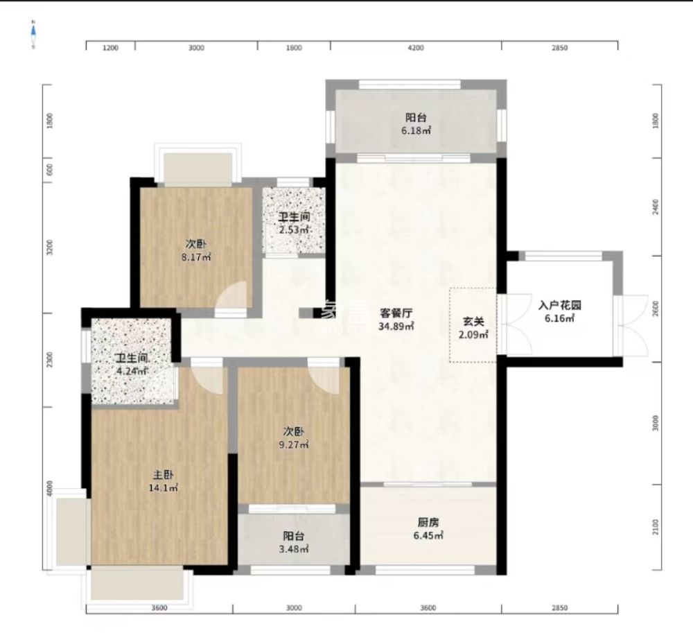 华晨神农湾 3室2厅2卫 108.0万 华晨神农湾 3室2厅2卫 108.0万室内图
