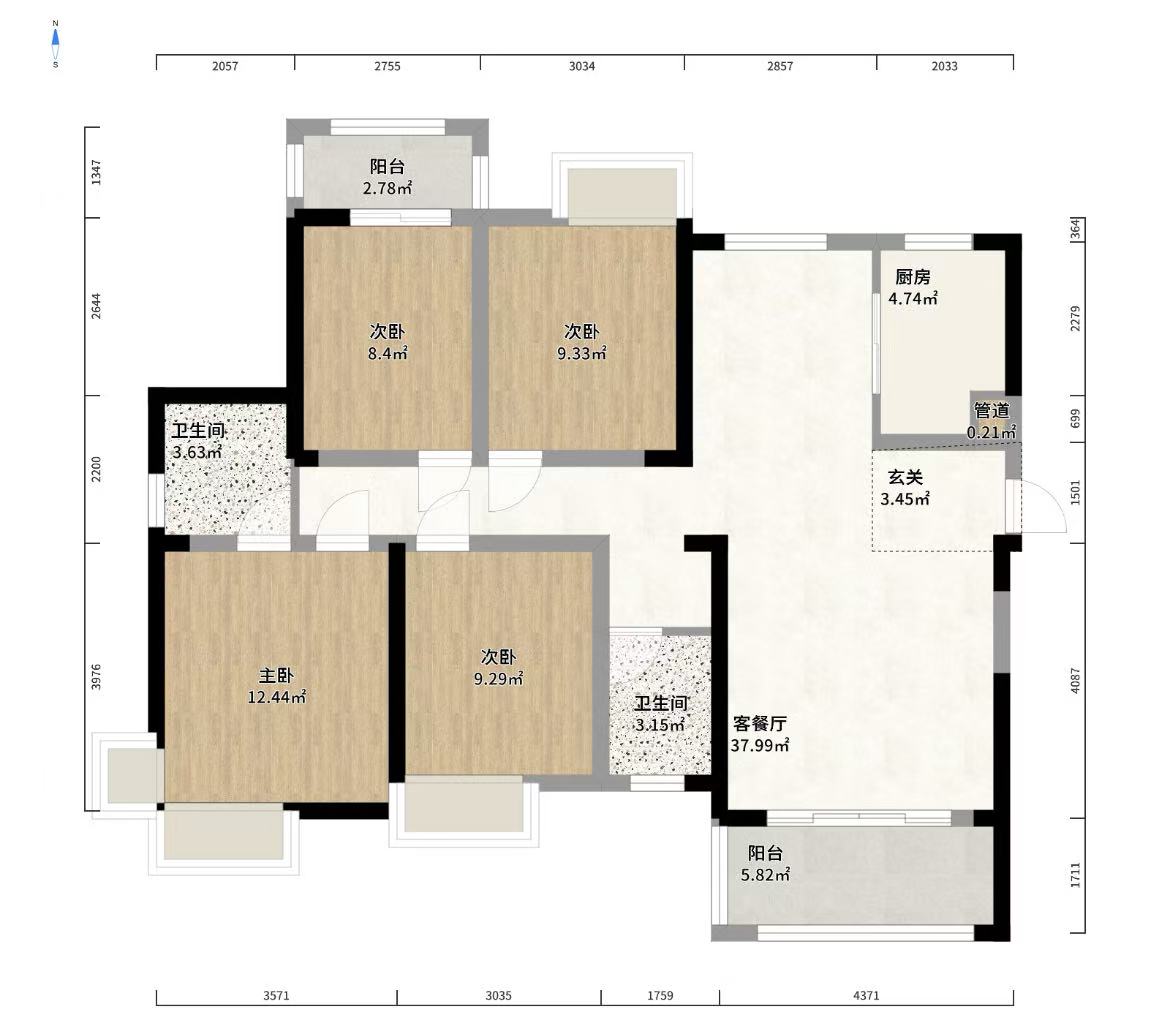 山水洲城华晨第一城 4室2厅2卫 55.0万 山水洲城华晨第一城 4室2厅2卫 55.0万室内图