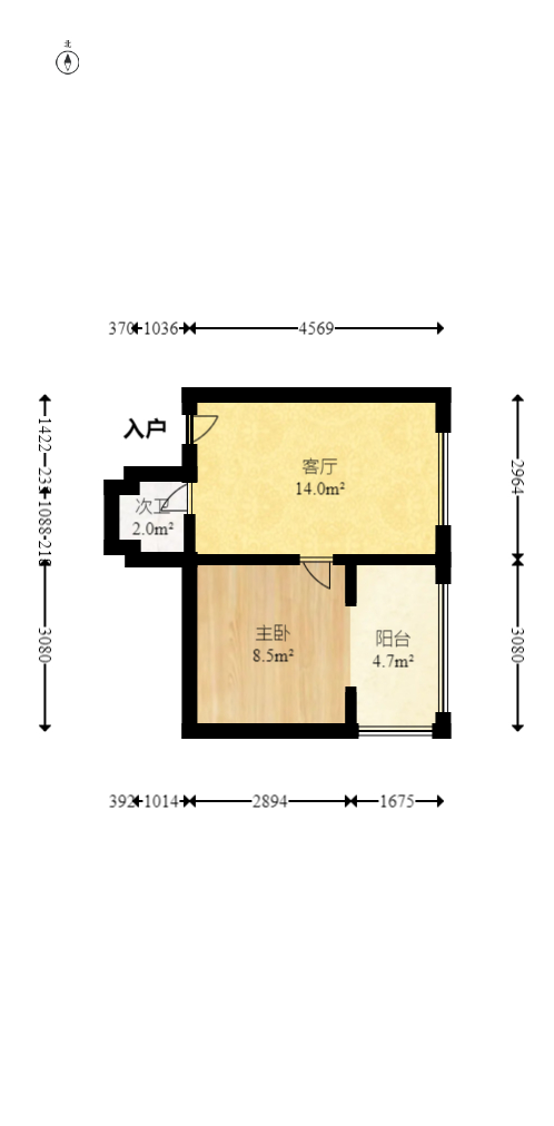 丽花城 1室1厅1卫 52.0万 丽花城 1室1厅1卫 52.0万户型图