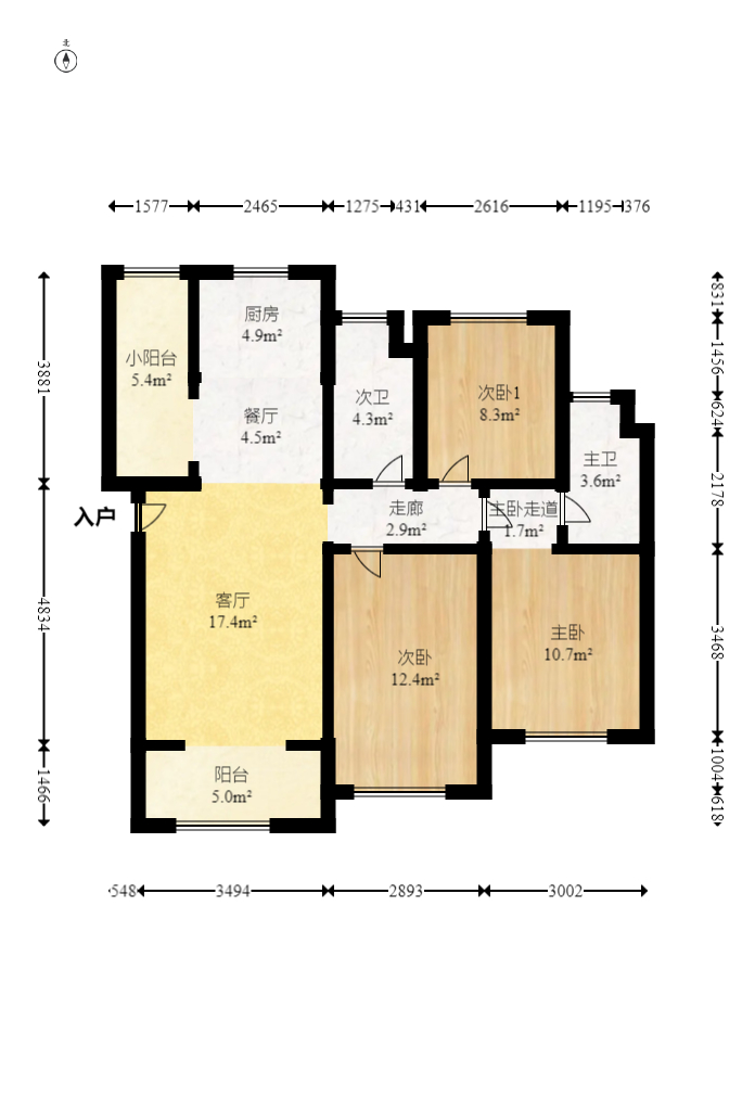 伟业智青春 2室2厅1卫 108.0万 伟业智青春 2室2厅1卫 108.0万户型图