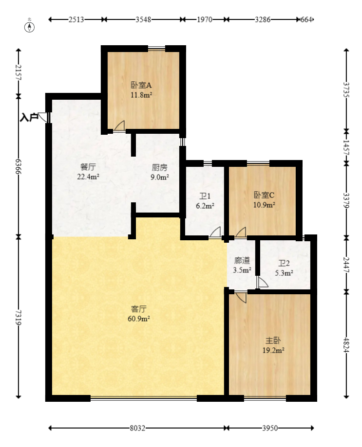 建投象山国际  4室2厅2卫   168.00万室内图1
