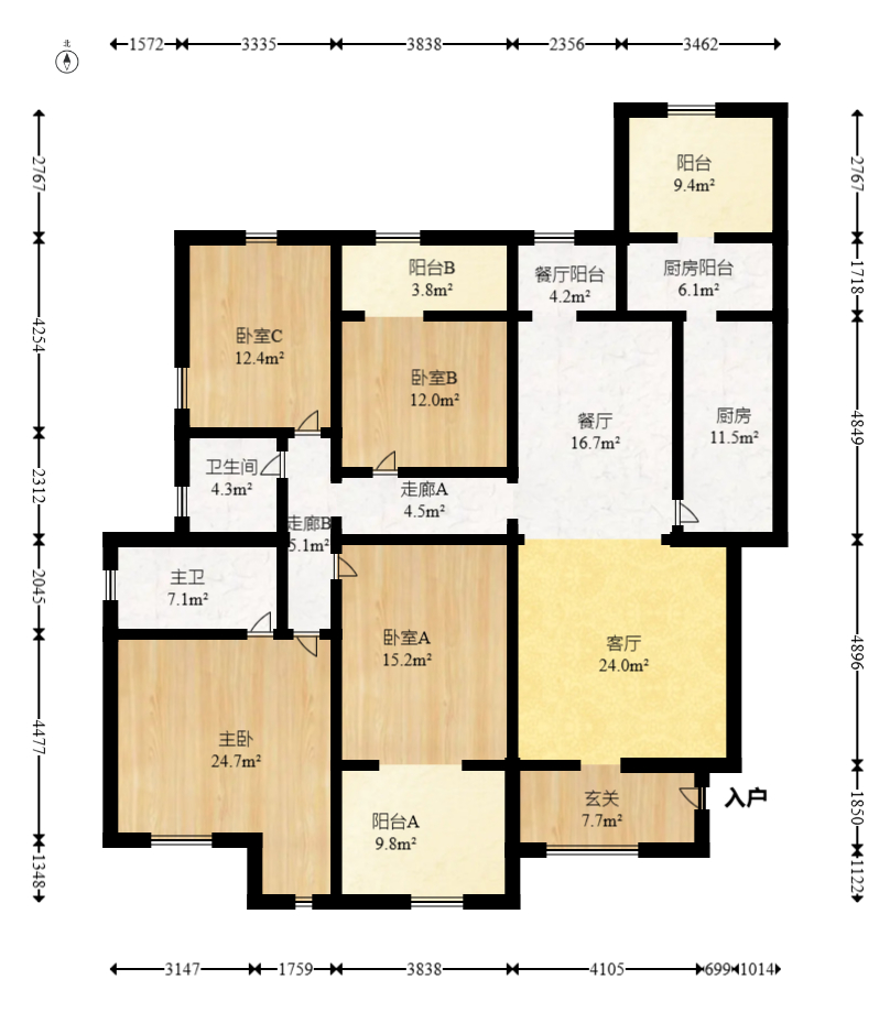 橘郡礼顿山  4室2厅2卫   128.00万室内图1