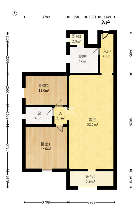金碧文华  2室2厅1卫   65.00万