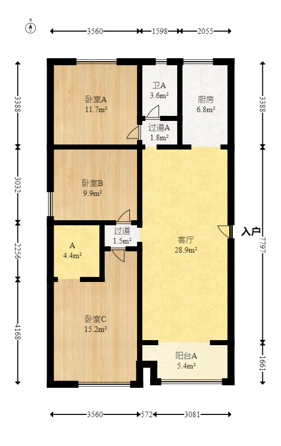保利城（中航城国际社区、郡原美村）  3室2厅1卫   86.00万室内图1