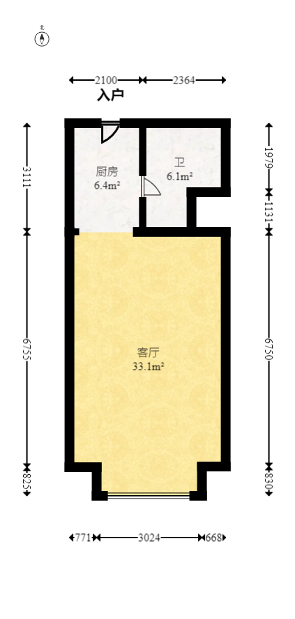 中建嘉和城  2室1厅1卫   48.00万室内图1