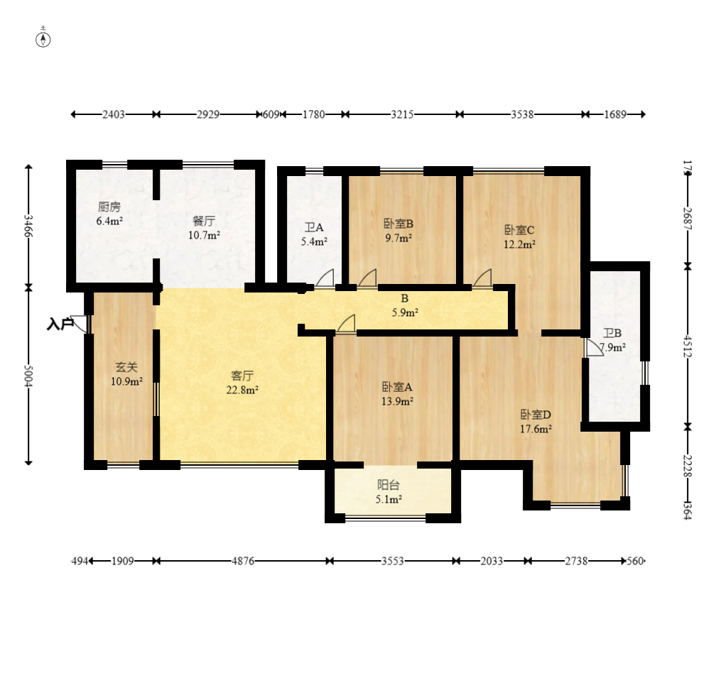 维一星城原山苑  3室2厅2卫    115.0万室内图1