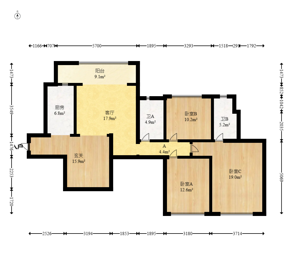 恒大雅苑  3室2厅2卫    92.0万室内图1