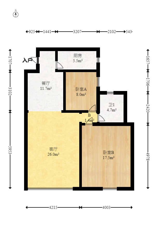 龙吉湾小区(龙瑞尚苑) 2室2厅1卫 53.0万 龙吉湾小区(龙瑞尚苑) 2室2厅1卫 53.0万户型图