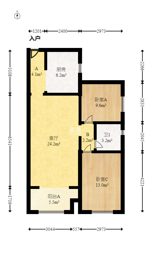 万科金域华府二期  2室2厅1卫   73.00万