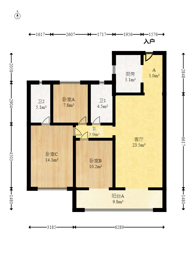 卓越伊景苑  3室2厅2卫   100.00万