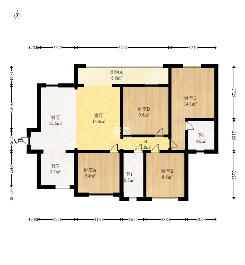 五江天街南区  4室2厅2卫   103.00万