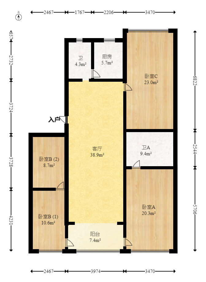 麓谷沐春园  4室2厅2卫   85.00万室内图1