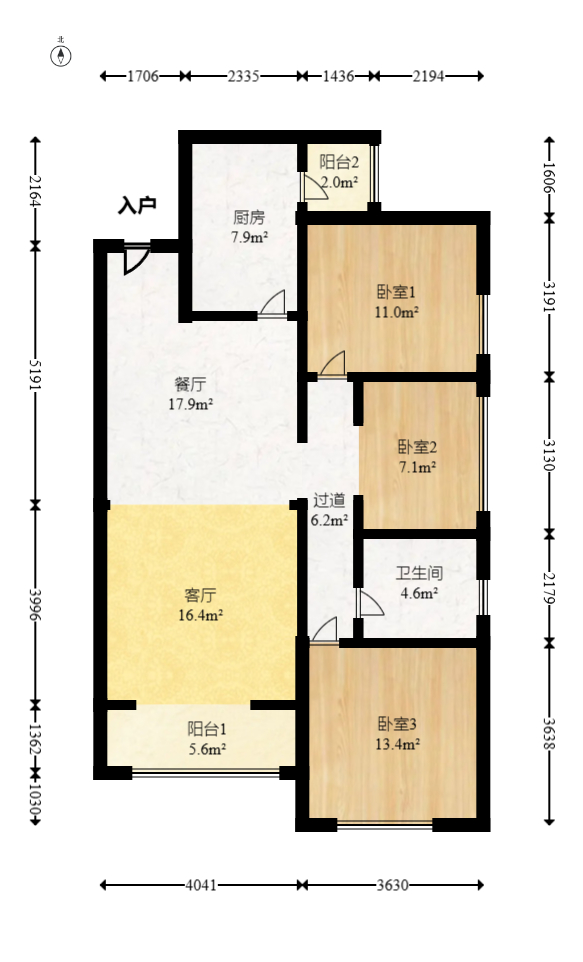 珠江东方明珠（新地东方明珠）三期  3室2厅1卫   58.00万室内图1