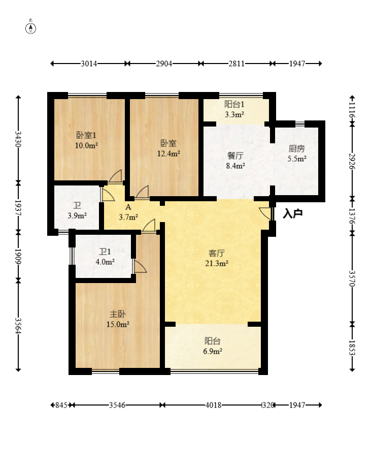 星雅美辰  3室2厅2卫    88.0万室内图1
