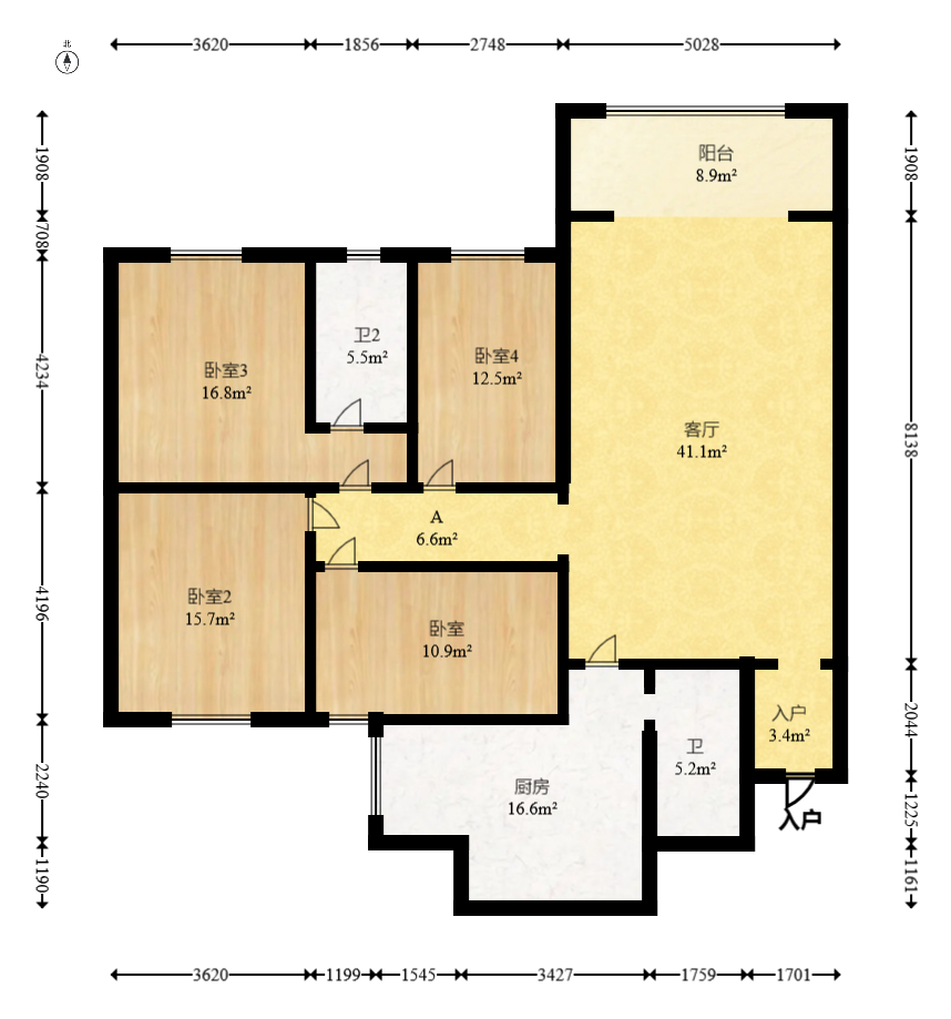 时代天骄  4室2厅2卫    90.0万 时代天骄  4室2厅2卫    90.0万户型图