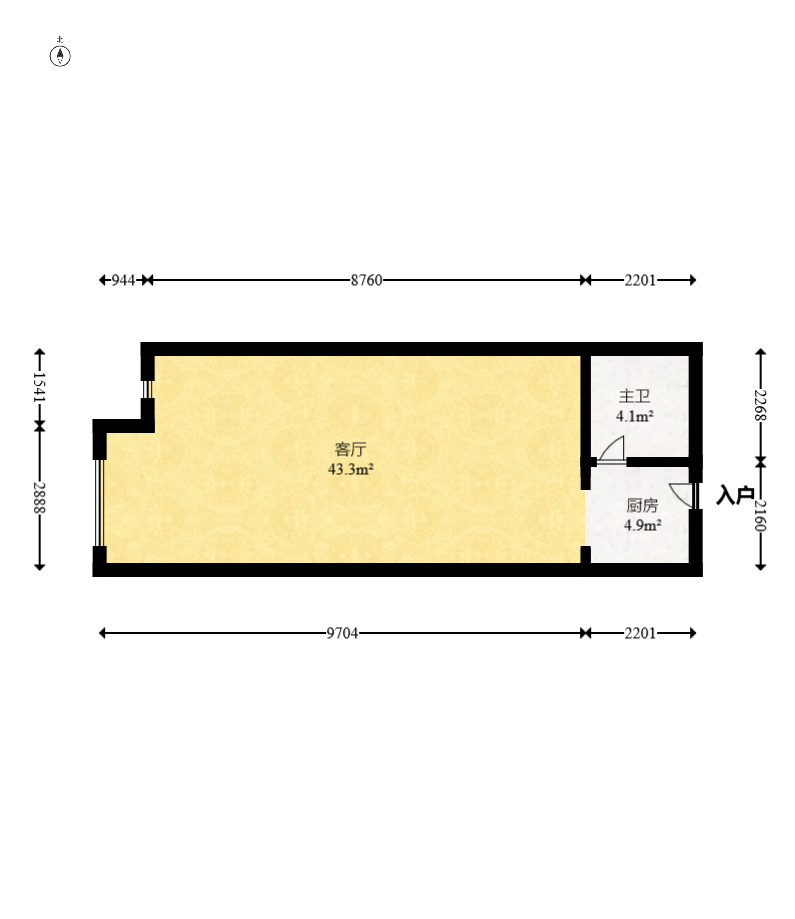 江岸丽都(江与城) 1室1厅1卫 95.0万 江岸丽都(江与城) 1室1厅1卫 95.0万户型图