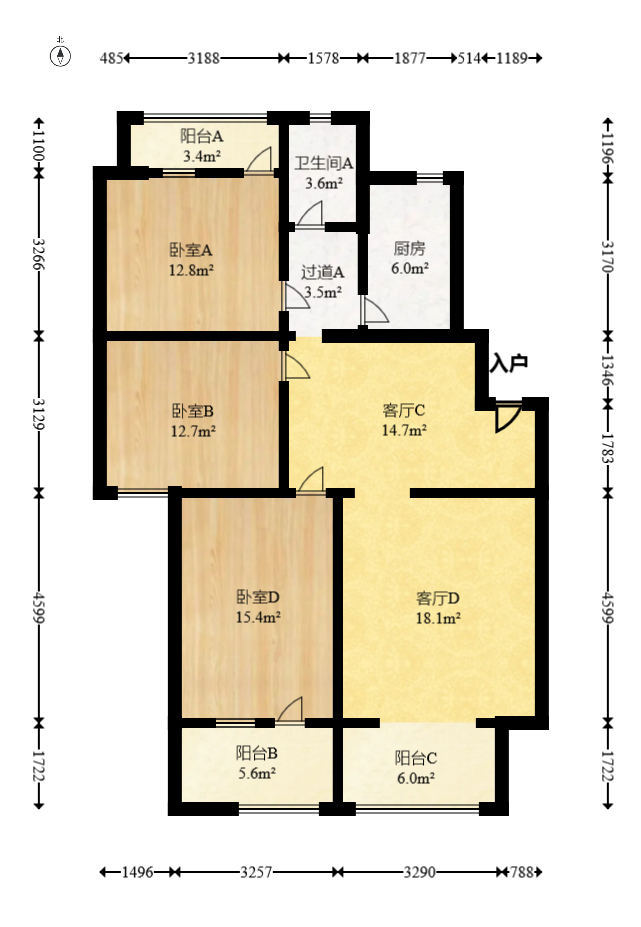 省地税局  3室2厅1卫   85.00万室内图1
