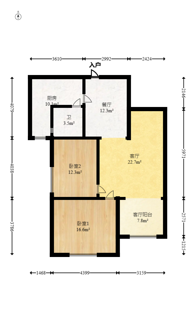 湘府9号  2室1厅1卫   89.00万室内图1