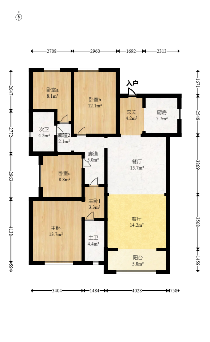 南山梅溪一方 4室2厅2卫 137.0万 南山梅溪一方 4室2厅2卫 137.0万户型图