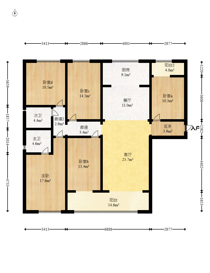 绿地麓云国际一期 5室2厅3卫 208.0万 绿地麓云国际一期 5室2厅3卫 208.0万户型图