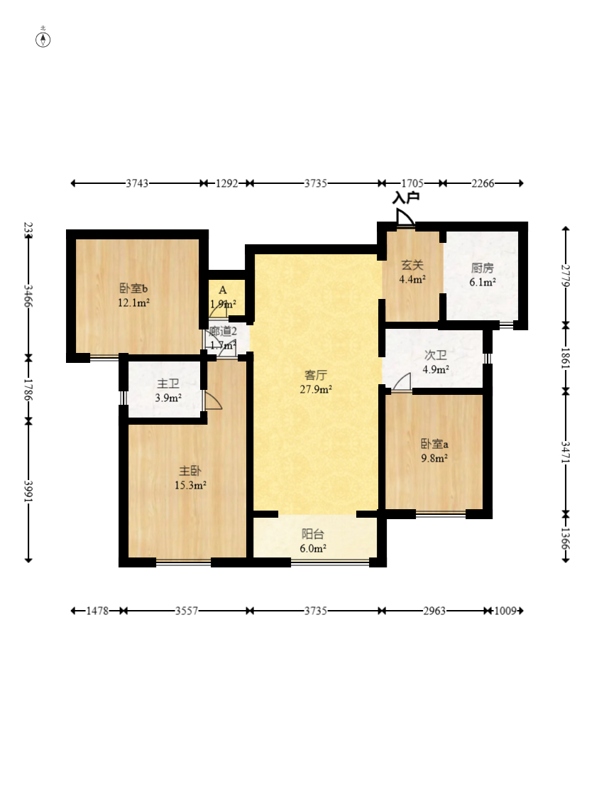 中海阅溪府 3室2厅2卫 145.0万 中海阅溪府 3室2厅2卫 145.0万户型图