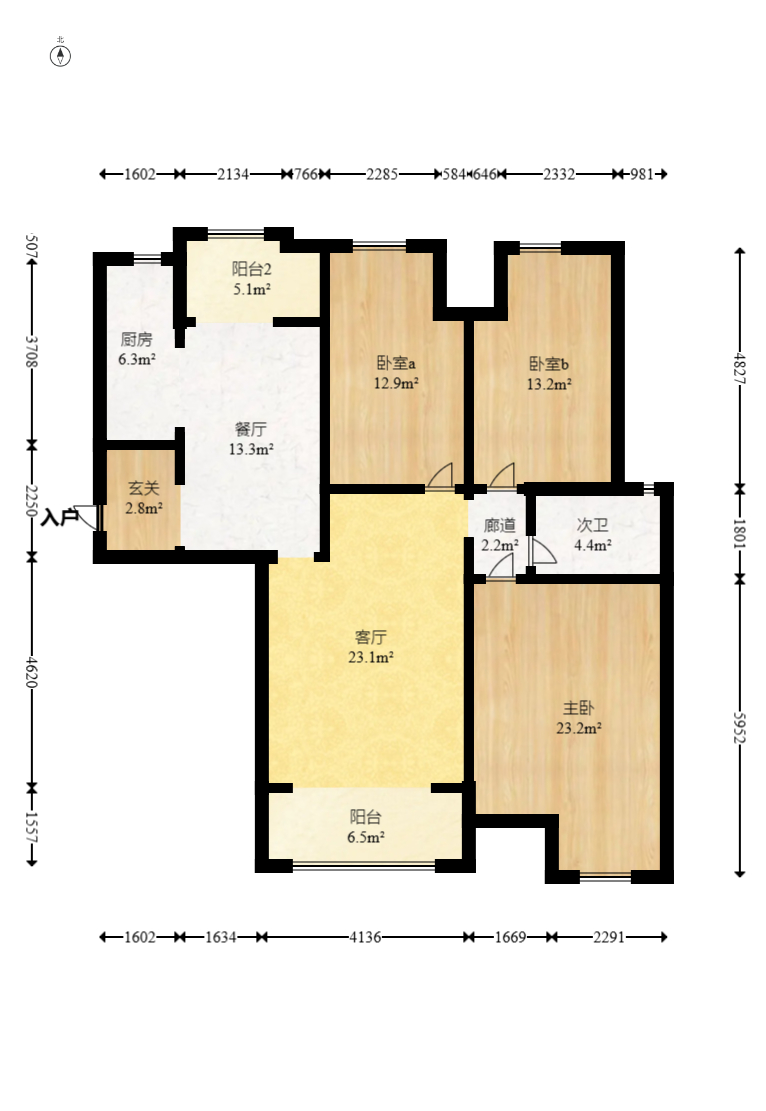 保利麓谷林语D区  3室2厅1卫   98.00万室内图1