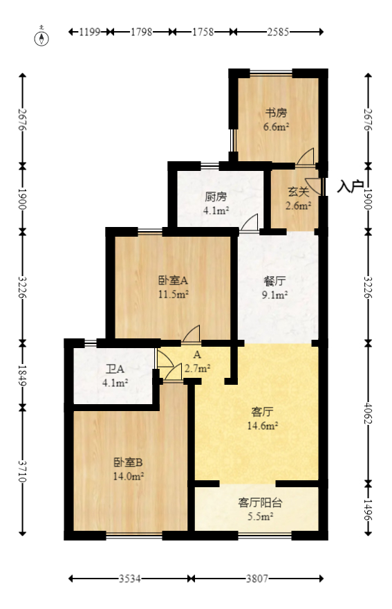 旭辉藏郡（藏郡、旭湘华府)  3室2厅1卫   228.00万室内图1