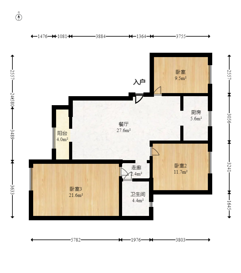 紫御江山  3室2厅1卫    75.0万室内图1