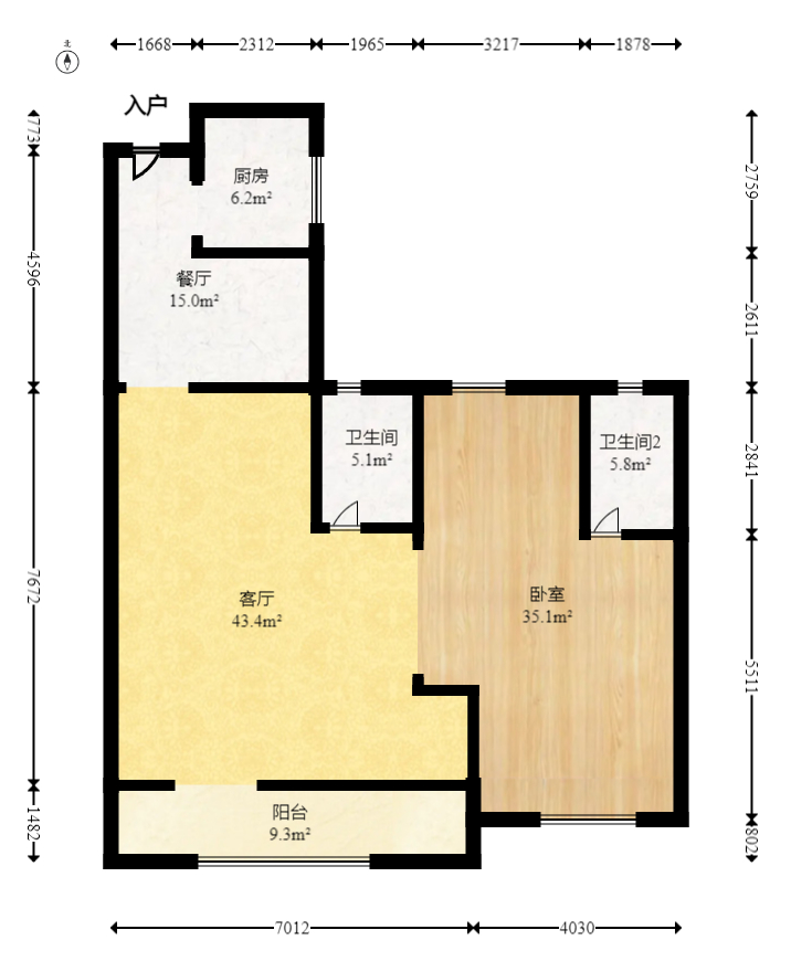 中交中央公园D5区  3室2厅2卫   148.00万室内图1