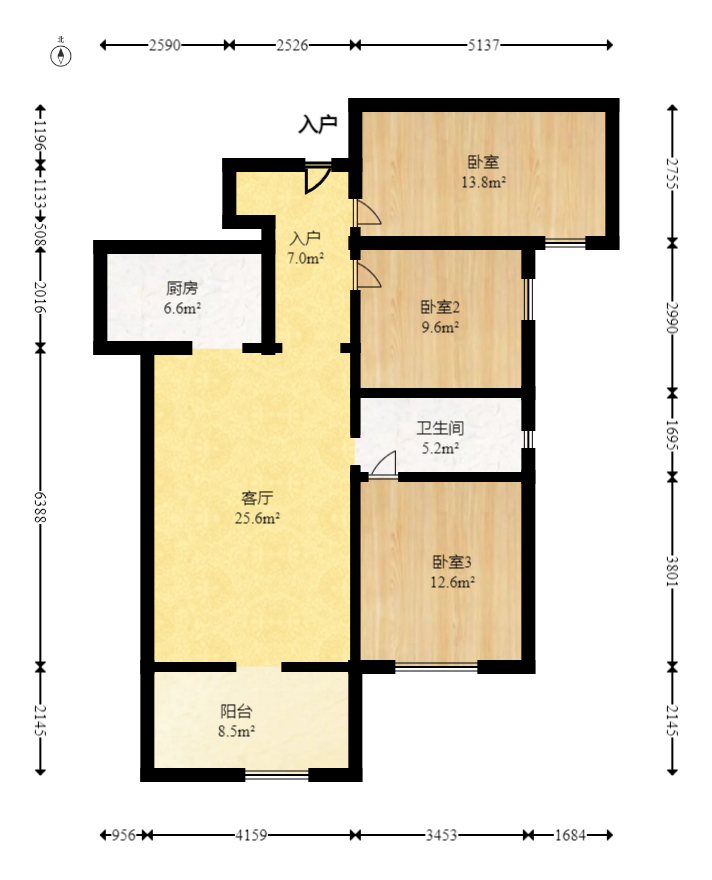 中交中央公园D4区  3室2厅2卫   118.00万室内图1