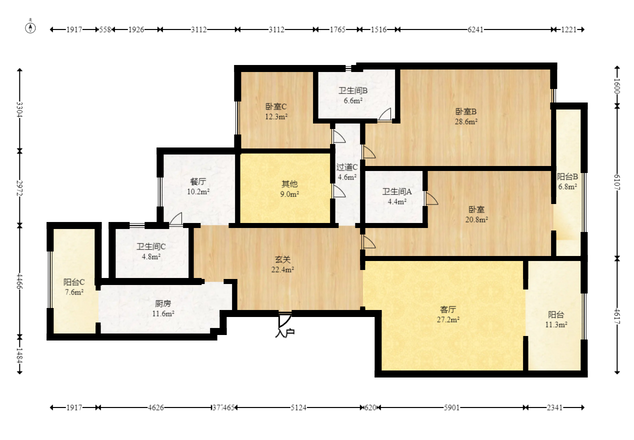 建鸿达华都（华都小户型及大华写字楼）  4室2厅3卫   248.00万室内图1