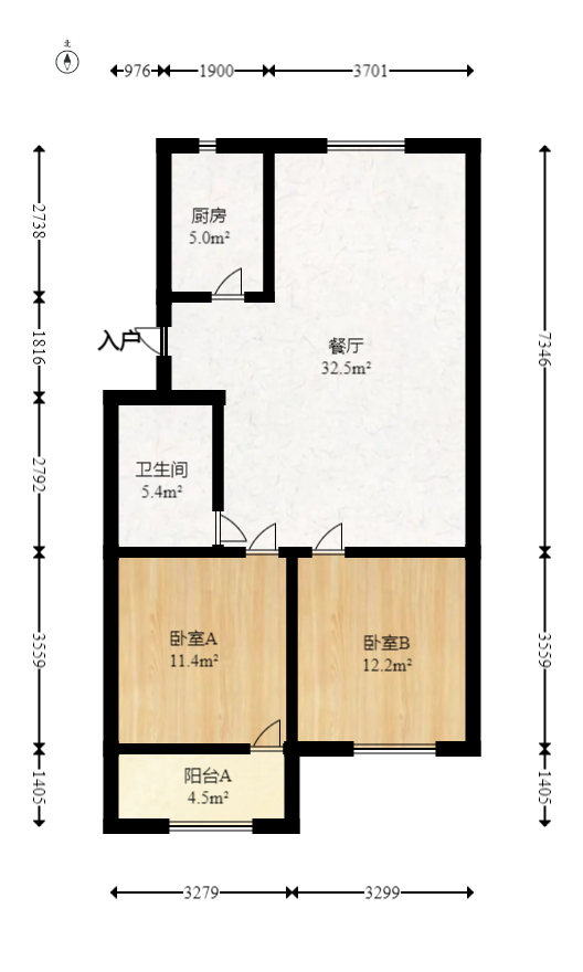 工农桥社区白马公寓（白马庙巷）  2室1厅1卫   56.00万室内图1